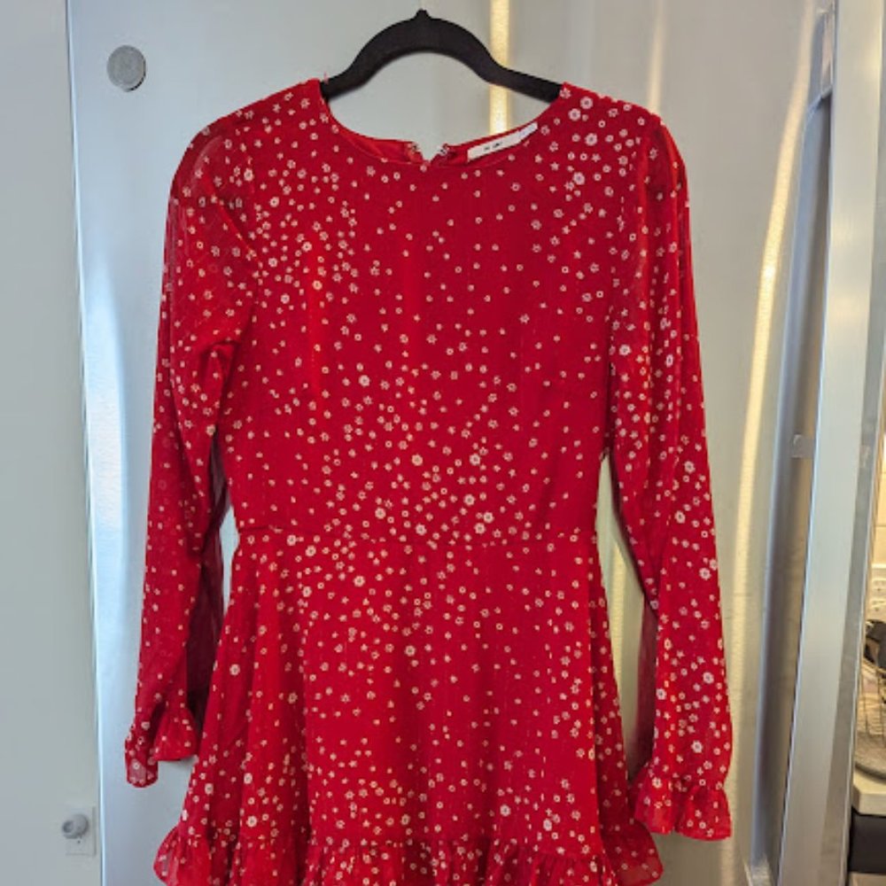 Mi Ami Size Medium Red Floral Dress